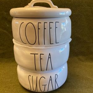 Rae Dunn Coffee Tea Sugar ceramic stacker